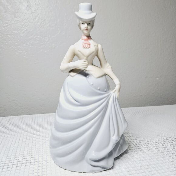 Vtg Victorian Lady Figurine Porcelain Woman Sculpture Eduardian Romantic Dress - Picture 2 of 11